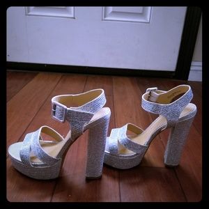 Silver platform heels